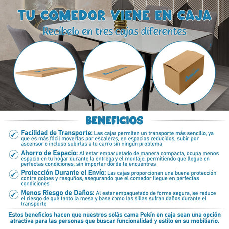Comedor Berlín Gris 80x75cm Rectangular de Cuatro Puestos con Cuatro Sillas - COMEDORES | Bylmo