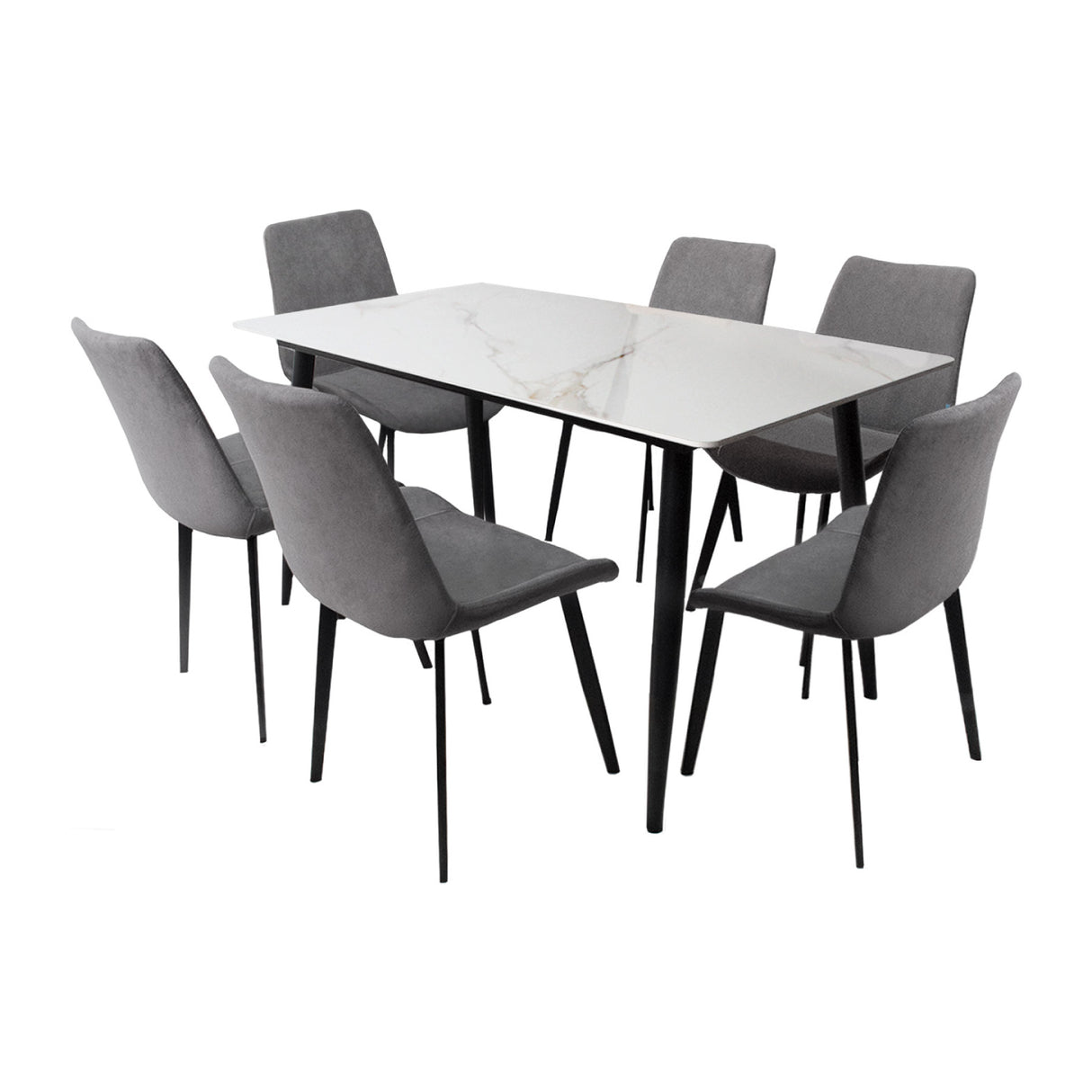 Comedor Berlín Gris 80x75cm Rectangular de Seis Puestos con Seis Sillas - COMEDORES | Bylmo