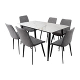 Comedor Berlín Gris 80x75cm Rectangular de Seis Puestos con Seis Sillas - COMEDORES | Bylmo