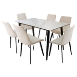 Comedor Berlín Beige 80x75cm Rectangular de Seis Puestos con Seis Sillas - COMEDORES | Bylmo