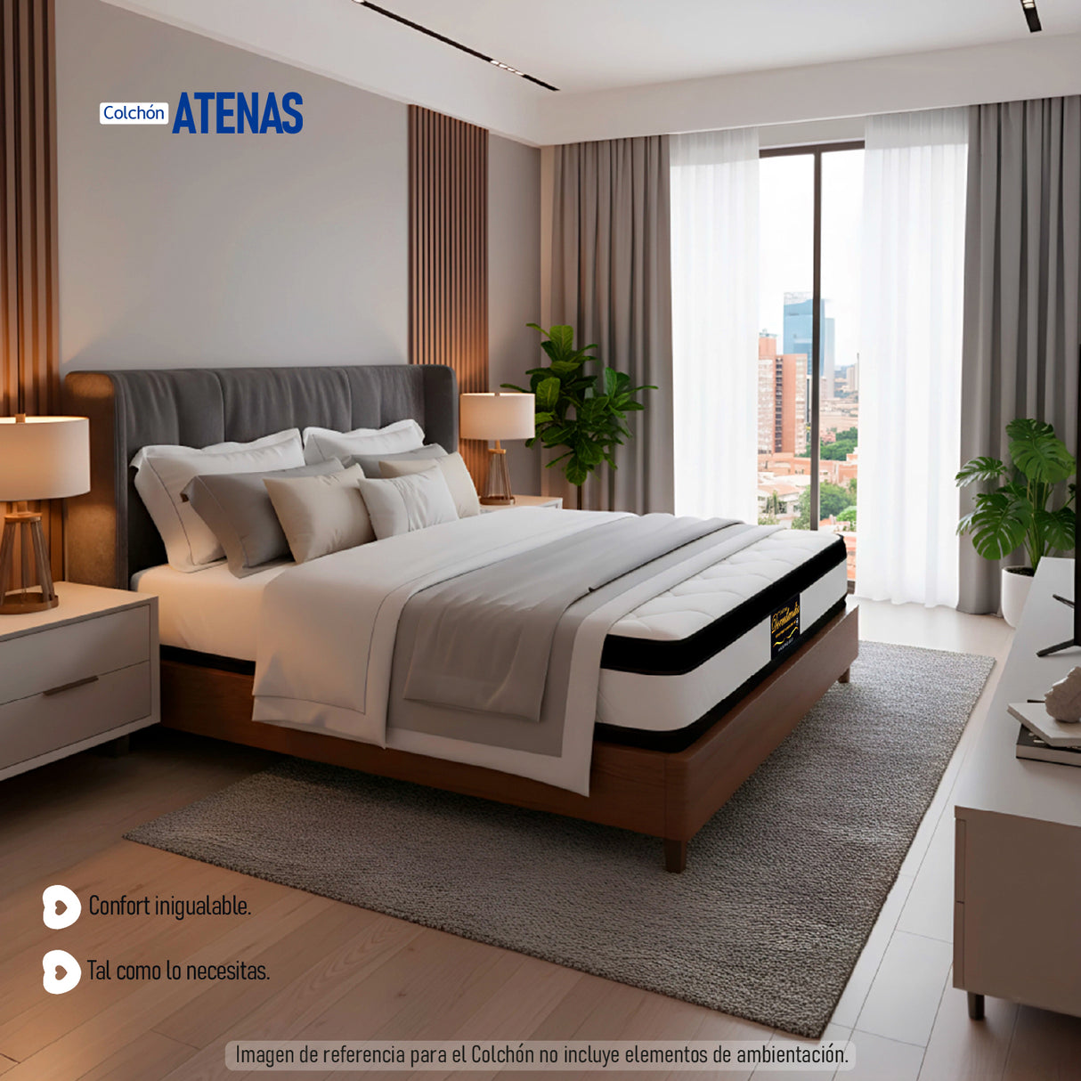 Colchón Atenas Blanco King 200 X 200 Cm Firmeza Medio Doble Faz - COLCHONES | Bylmo