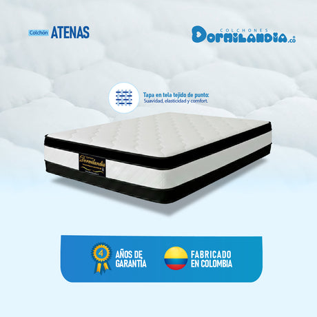 Colchón Atenas Blanco King 200 X 200 Cm Firmeza Medio Doble Faz - COLCHONES | Bylmo