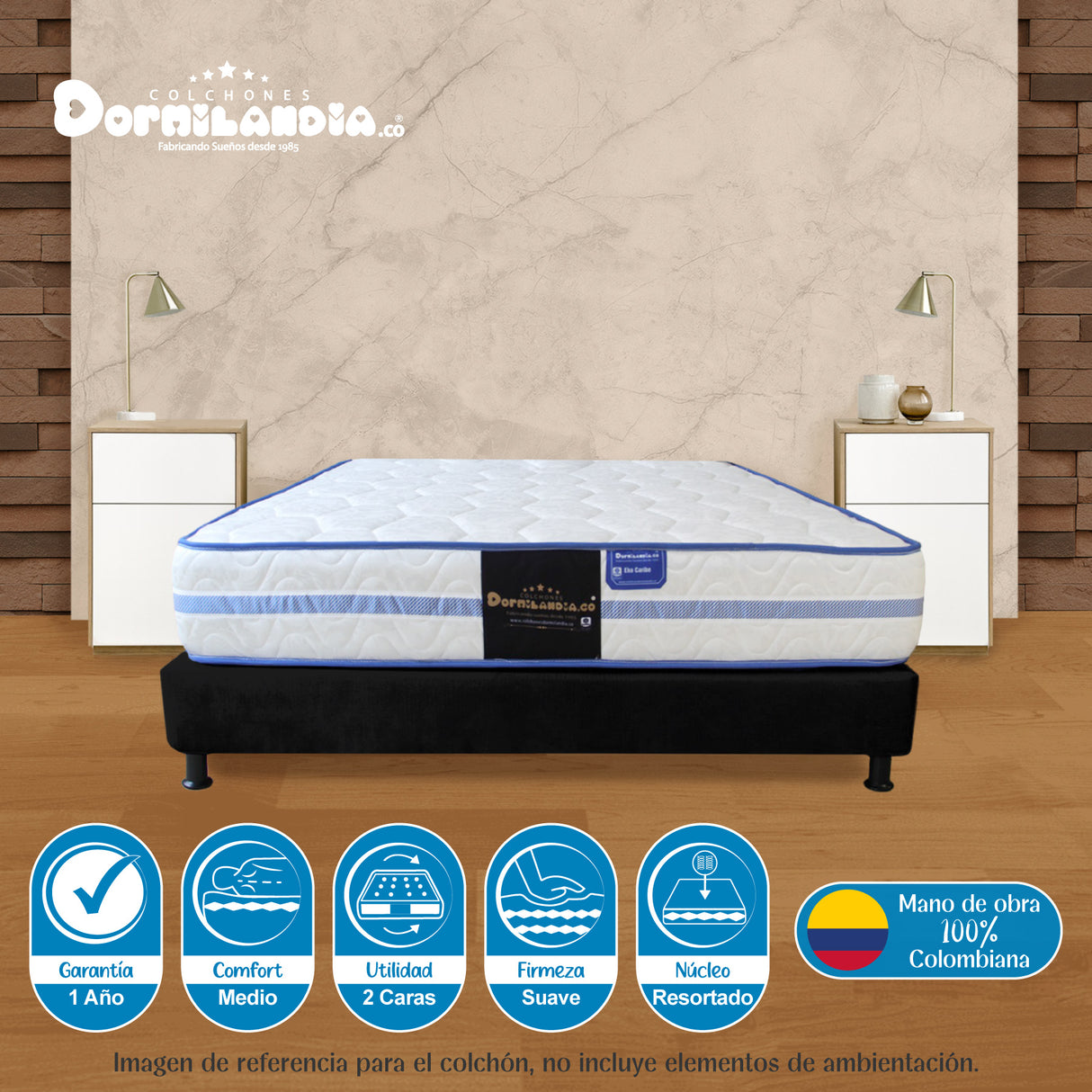 Colchón Caribe Blanco Queen 160 X 190 Cm Firmeza Suave Doble Faz - COLCHONES | Bylmo