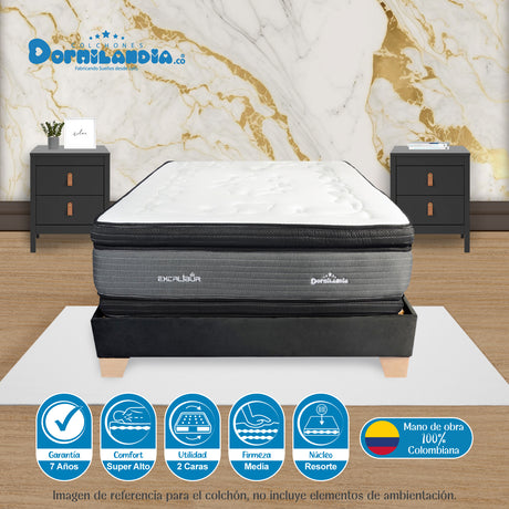 Colchón Excalibur Gris King 200 X 200 Cm Firmeza Medio Doble Faz - COLCHONES | Bylmo
