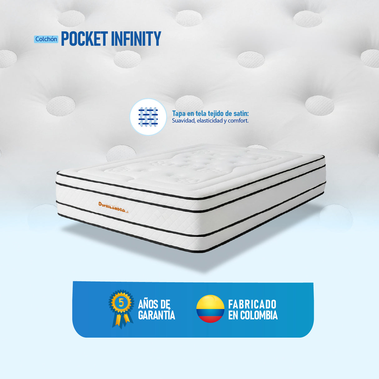 Colchón Infinity Blanco Doble 140 X 190 Cm Firmeza Medio Firme Doble Faz - COLCHONES | Bylmo
