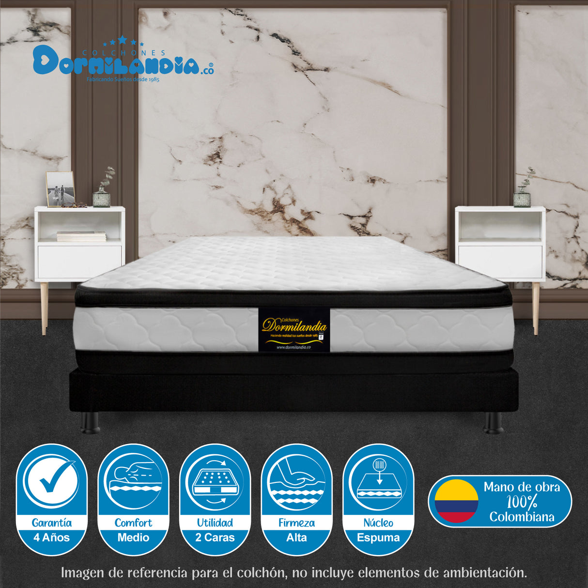 Colchón Malta Blanco Semidoble 120 X 190 Cm Firmeza Firme Doble Faz - COLCHONES | Bylmo
