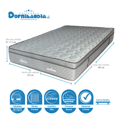 Colchón Maxiflex Gris Semidoble 120 X 190 Cm Firmeza Suave - COLCHONES | Bylmo