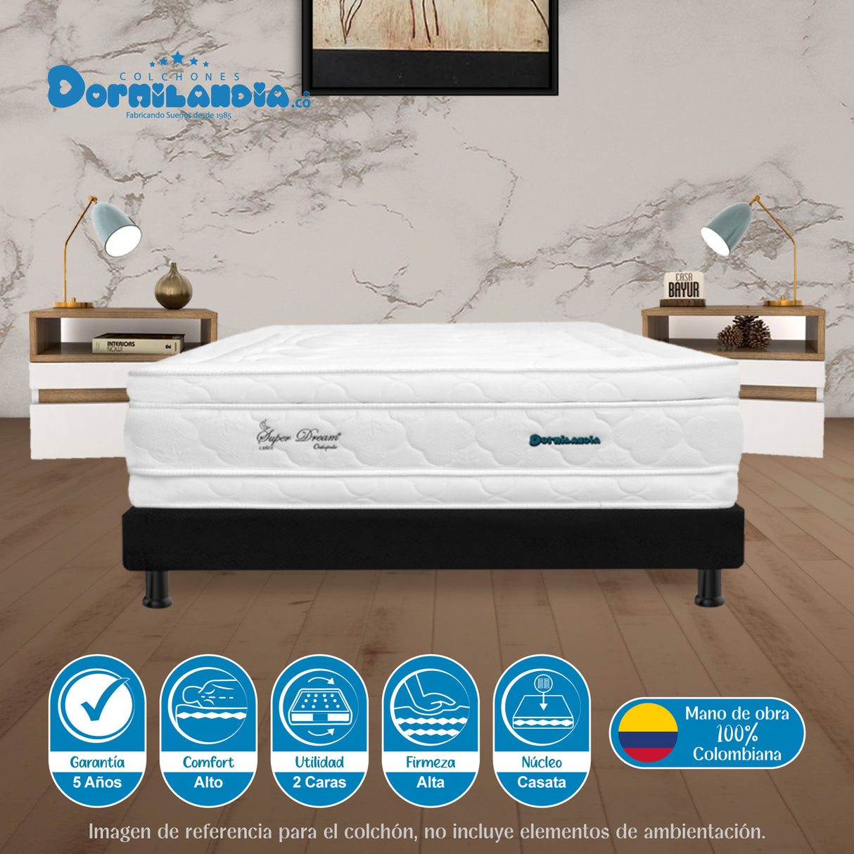 Colchón Super Dream Blanco King 200 X 200 Cm Firmeza Firme Doble Faz - COLCHONES | Bylmo