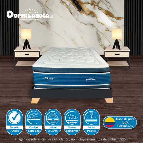 Colchón Supra Azul King 200 X 200 Cm Firmeza Medio Doble Faz - COLCHONES | Bylmo