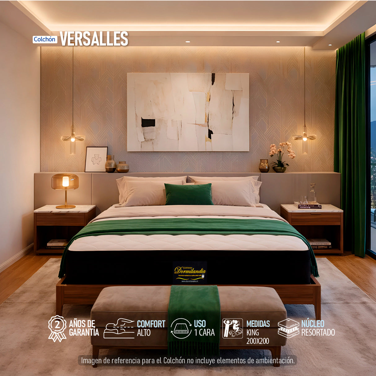 Colchón Versalles Blanco King 200 X 200 Cm Firmeza Medio - COLCHONES | Bylmo