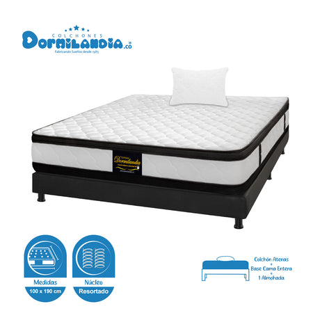 Combo Base Cama y Colchón Atenas Blanco y Gris Sencillo 100 X 190 Cm Firmeza Medio Doble Faz - COLCHONES | Bylmo