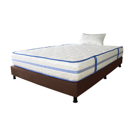 Combo Base Cama y Colchón Caribe Blanco y Cafe Sencillo 100 X 190 Cm Firmeza Suave Doble Faz - COLCHONES | Bylmo