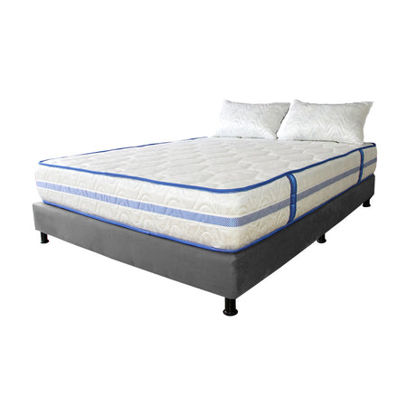 Combo Base Cama y Colchón Caribe Blanco y Gris Semidoble 120 X 190 Cm Firmeza Suave Doble Faz - COLCHONES | Bylmo