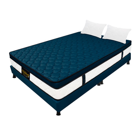 Combo Base Cama y Colchón Dublín Azul King 200 X 200 Cm Firmeza Medio - COLCHONES | Bylmo