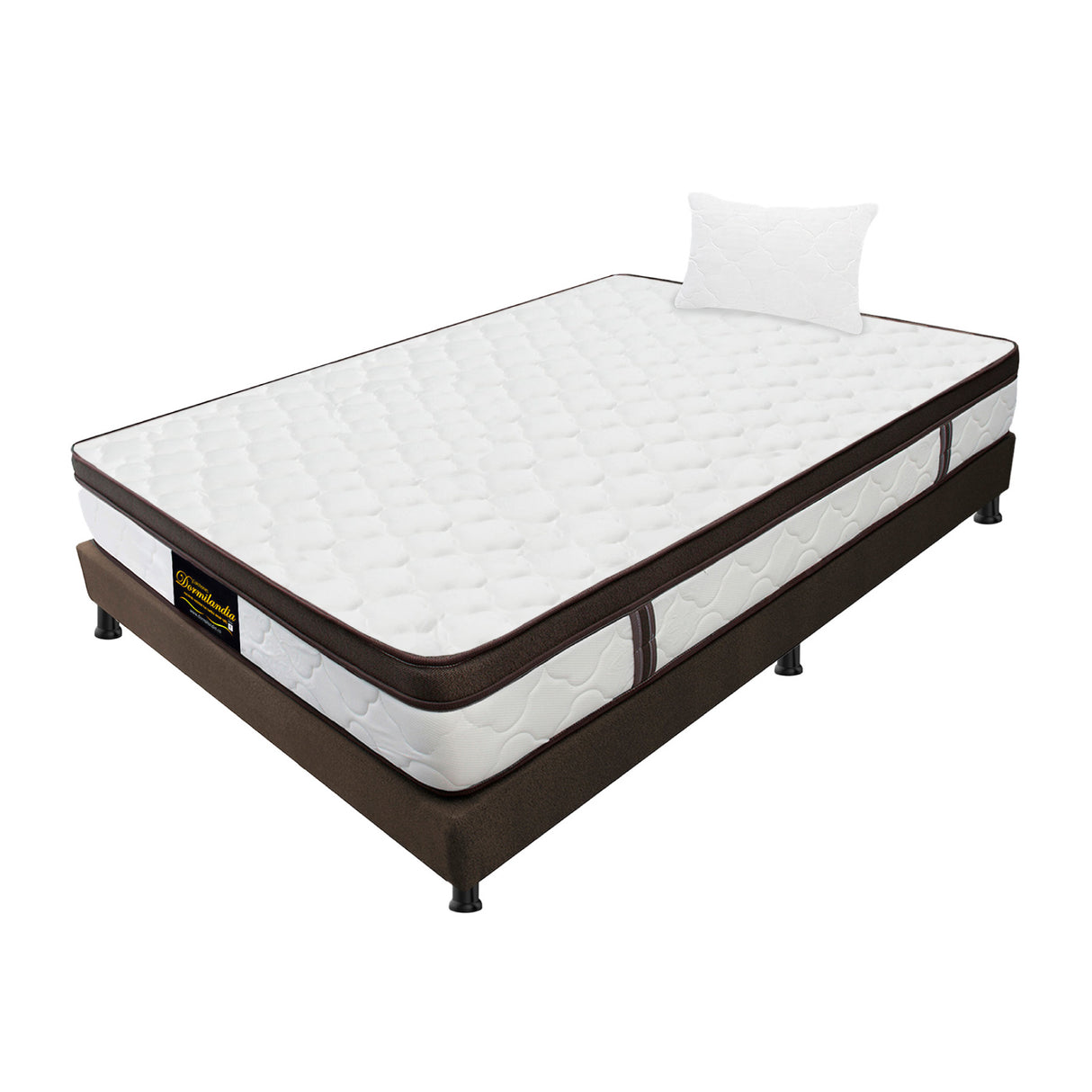 Combo Base Cama y Colchón Dublín Cafe Sencillo 100 X 190 Cm Firmeza Medio - COLCHONES | Bylmo