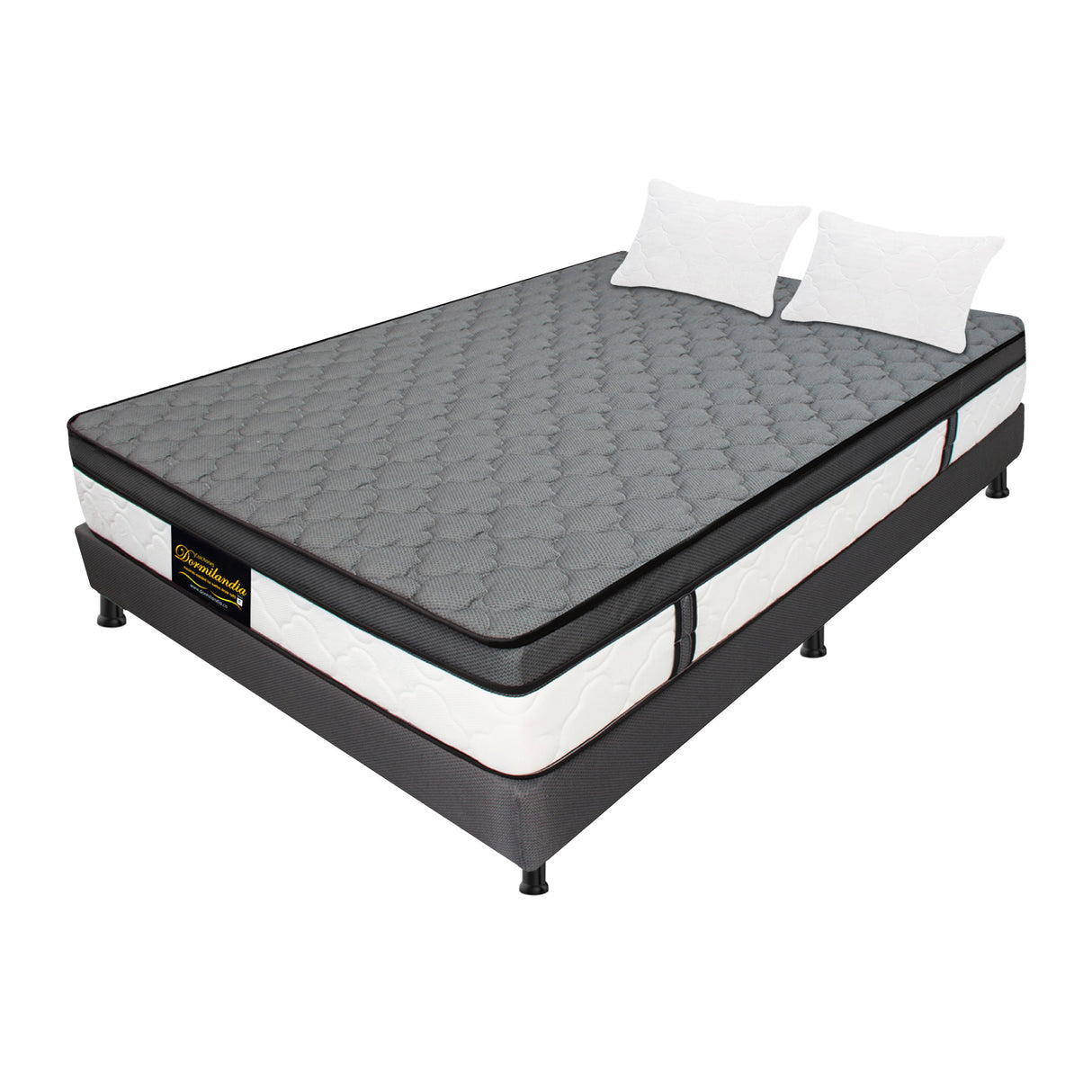 Combo Base Cama y Colchón Dublín Gris Semidoble 120 X 190 Cm Firmeza Medio - COLCHONES | Bylmo