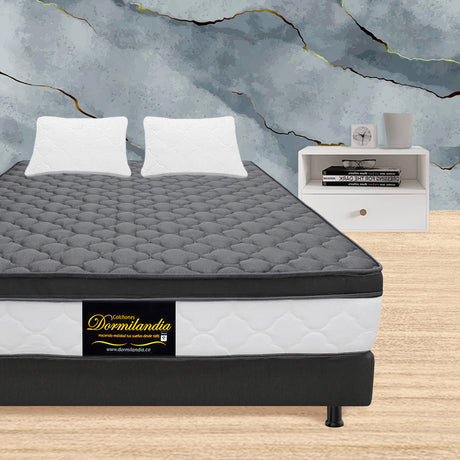 Combo Base Cama y Colchón Dublín Gris Semidoble 120 X 190 Cm Firmeza Medio - COLCHONES | Bylmo