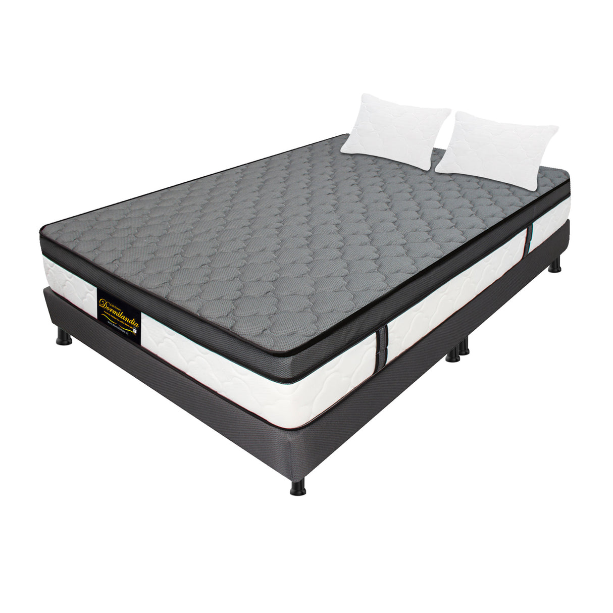 Combo Base Cama y Colchón Dublín Gris Queen 160 X 190 Cm Firmeza Medio - COLCHONES | Bylmo