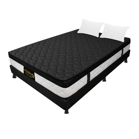 Combo Base Cama y Colchón Dublín Negro Semidoble 120 X 190 Cm Firmeza Medio - COLCHONES | Bylmo