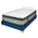 Combo Base Cama y Colchón Excalibur Gris y Azul Queen 160 X 190 Cm Firmeza Medio Doble Faz - COLCHONES | Bylmo