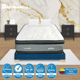 Combo Base Cama y Colchón Excalibur Gris y Azul Queen 160 X 190 Cm Firmeza Medio Doble Faz - COLCHONES | Bylmo
