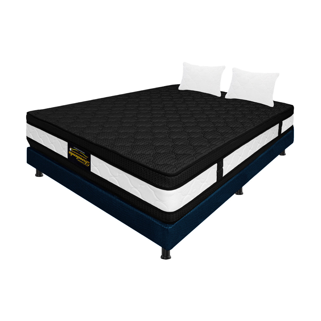 Combo Base Cama y Colchón Casata Blanco y Azul Semidoble 120 X 190 Cm Firmeza Medio Firme Doble Faz - COLCHONES | Bylmo