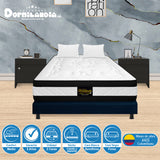 Combo Base Cama y Colchón Casata Blanco y Azul Queen 160 X 190 Cm Firmeza Medio Firme Doble Faz - COLCHONES | Bylmo