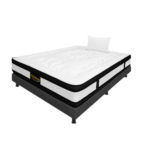 Combo Base Cama y Colchón Casata Blanco y Gris Sencillo 100 X 190 Cm Firmeza Medio Firme Doble Faz - COLCHONES | Bylmo