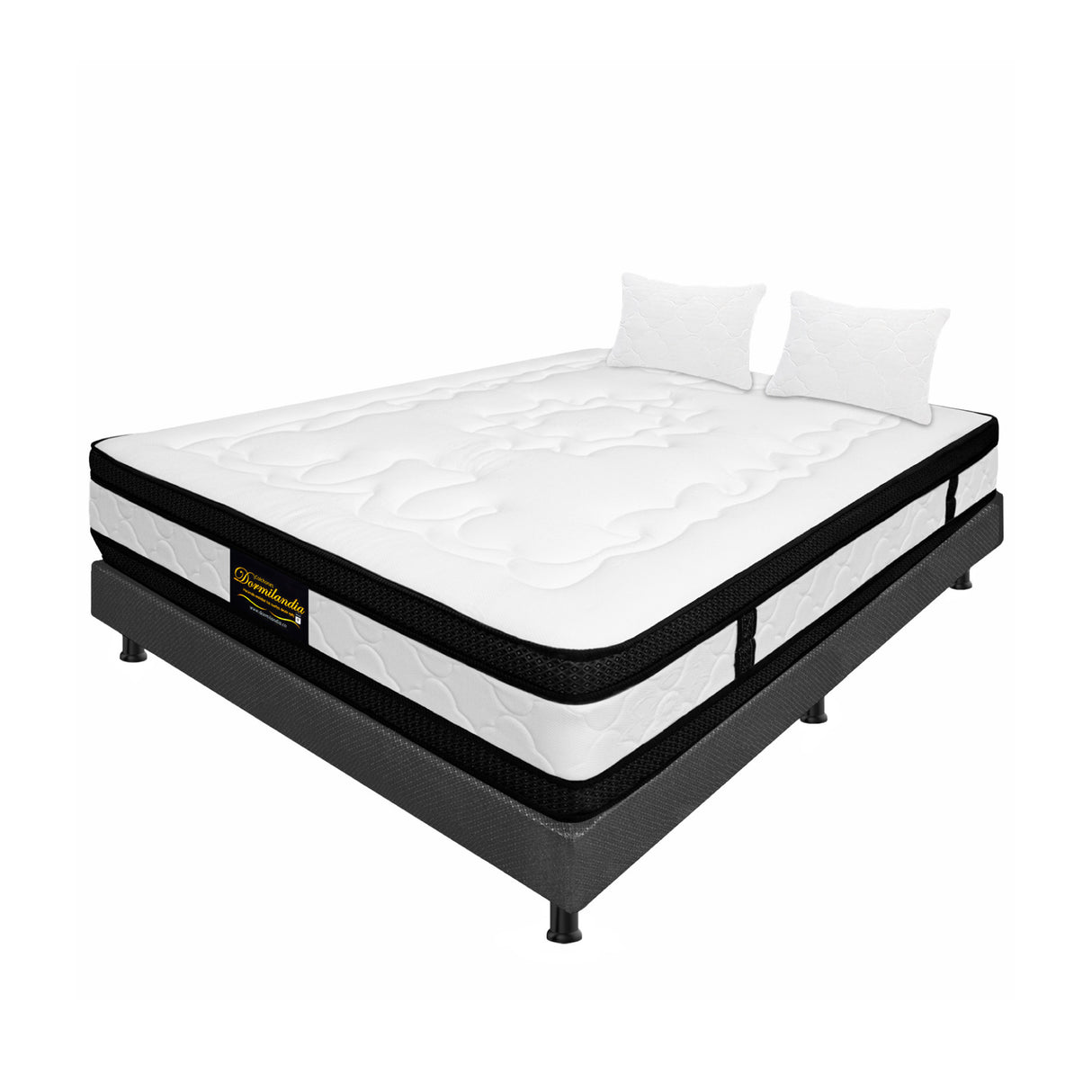 Combo Base Cama y Colchón Casata Blanco y Gris Doble 140 X 190 Cm Firmeza Medio Firme Doble Faz - COLCHONES | Bylmo