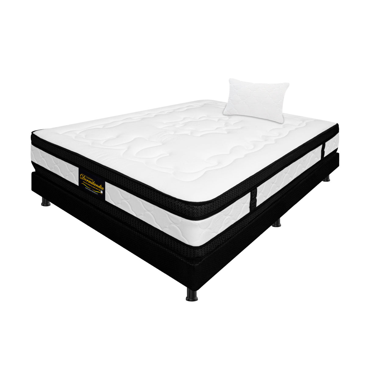 Combo Base Cama y Colchón Casata Blanco y Negro Sencillo 100 X 190 Cm Firmeza Medio Firme Doble Faz - COLCHONES | Bylmo