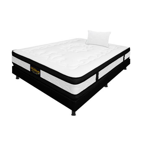 Combo Base Cama y Colchón Casata Blanco y Negro Sencillo 100 X 190 Cm Firmeza Medio Firme Doble Faz - COLCHONES | Bylmo