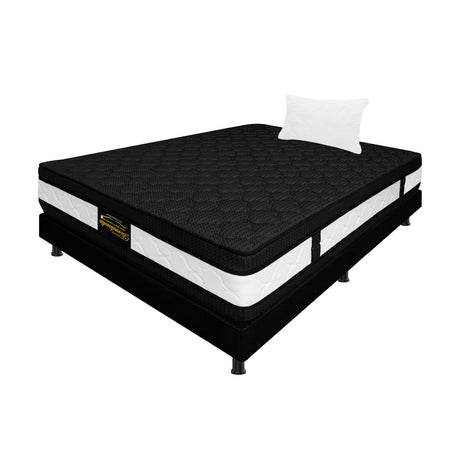 Combo Base Cama y Colchón Casata Blanco y Negro Sencillo 100 X 190 Cm Firmeza Medio Firme Doble Faz - COLCHONES | Bylmo