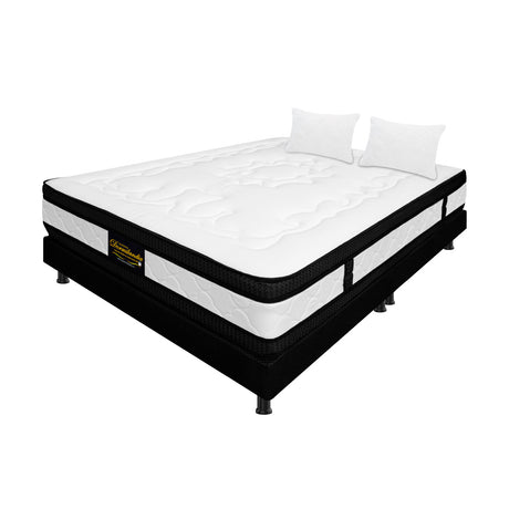 Combo Base Cama y Colchón Casata Blanco y Negro Queen 160 X 190 Cm Firmeza Medio Firme Doble Faz - COLCHONES | Bylmo