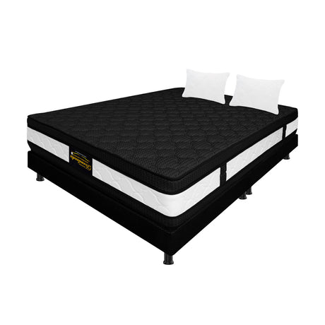 Combo Base Cama y Colchón Casata Blanco y Negro Queen 160 X 190 Cm Firmeza Medio Firme Doble Faz - COLCHONES | Bylmo