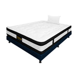 Combo Base Cama y Colchón Blanco y Azul Sencillo 100 X 190 Cm Firmeza Medio Suave Doble Faz - COLCHONES | Bylmo