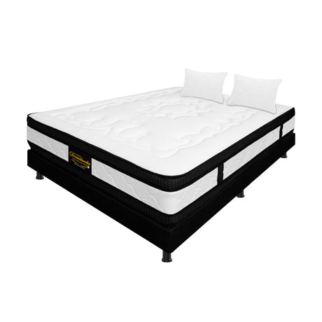Combo Base Cama y Colchón Blanco y Negro Semidoble 120 X 190 Cm Firmeza Medio Suave Doble Faz - COLCHONES | Bylmo