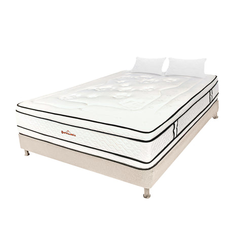 Combo Base Cama y Colchón Infinity Blanco y Arena King 200 X 200 Cm Firmeza Medio Firme Doble Faz - COLCHONES | Bylmo