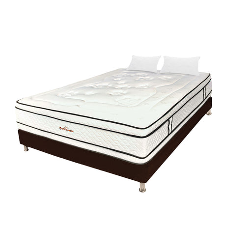 Combo Base Cama y Colchón Infinity Blanco y Cafe Semidoble 120 X 190 Cm Firmeza Medio Firme Doble Faz - COLCHONES | Bylmo