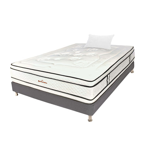 Combo Base Cama y Colchón Infinity Blanco y Gris Sencillo 100 X 190 Cm Firmeza Medio Firme Doble Faz - COLCHONES | Bylmo