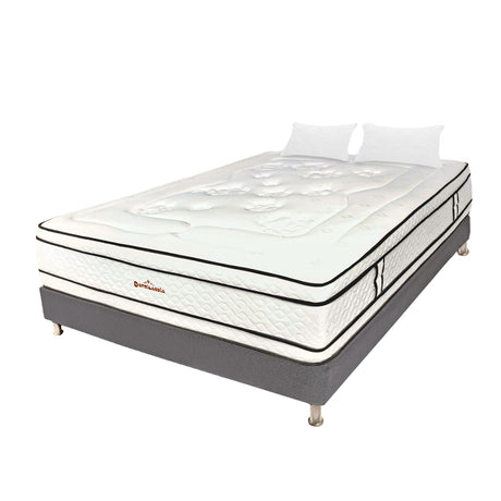 Combo Base Cama y Colchón Infinity Blanco y Gris King 200 X 200 Cm Firmeza Medio Firme Doble Faz - COLCHONES | Bylmo