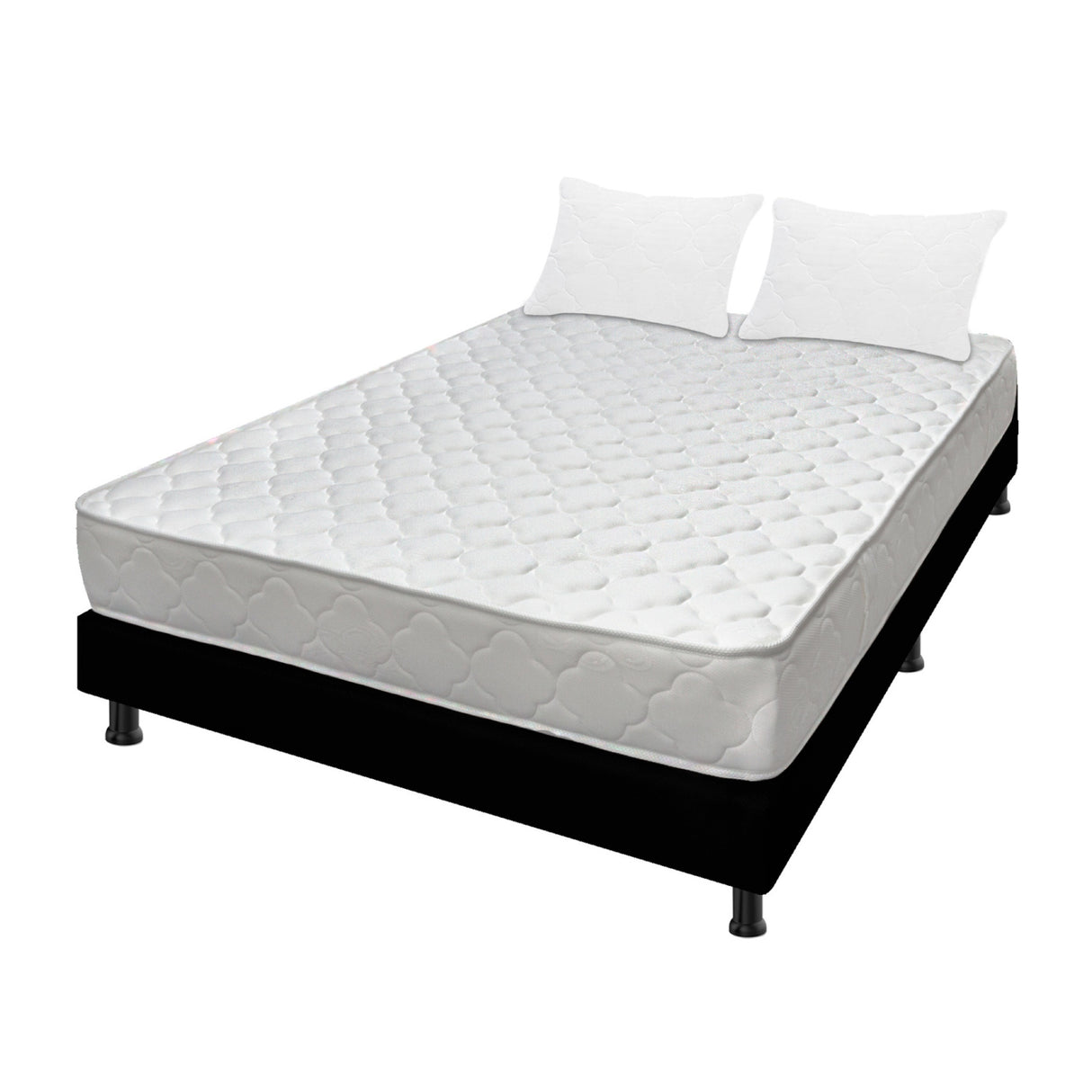 Combo Base Cama y Colchón Macizo Blanco y Negro Semidoble 120 X 190 Cm Firmeza Firme Doble Faz - COLCHONES | Bylmo