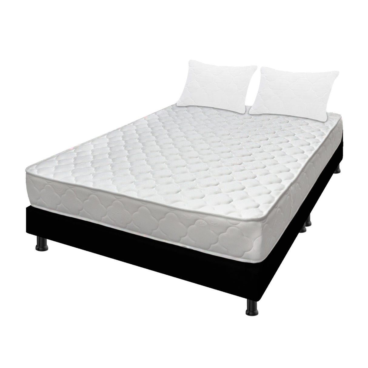 Combo Base Cama y Colchón Macizo Blanco y Negro Queen 160 X 190 Cm Firmeza Firme Doble Faz - COLCHONES | Bylmo