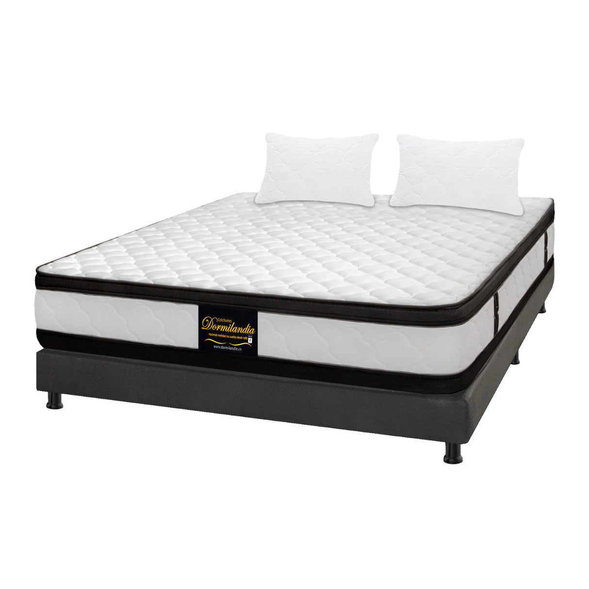 Combo Base Cama y Colchón Malta Blanco y Gris Doble 140 X 190 Cm Firmeza Firme Doble Faz - COLCHONES | Bylmo