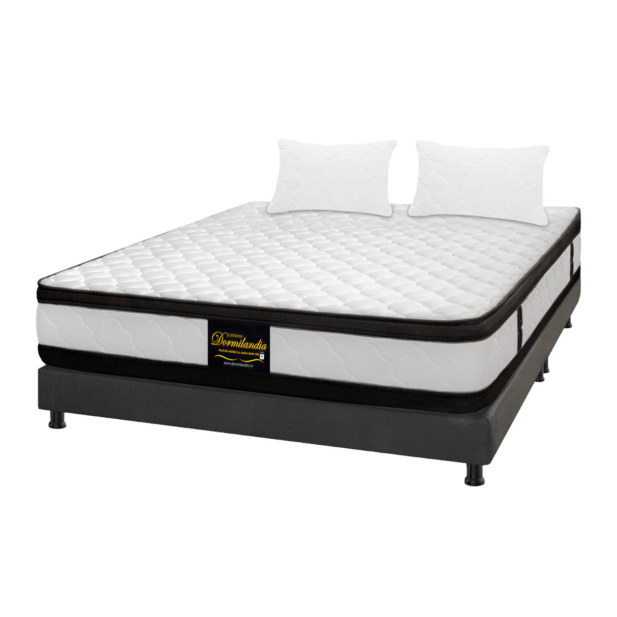 Combo Base Cama y Colchón Malta Blanco y Gris King 200 X 200 Cm Firmeza Firme Doble Faz - COLCHONES | Bylmo