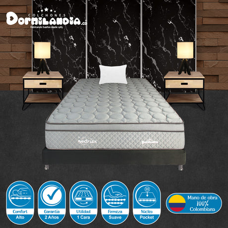 Combo Base Cama y Colchón Maxiflex Gris y Negro Sencillo 100 X 190 Cm Firmeza Suave - COLCHONES | Bylmo