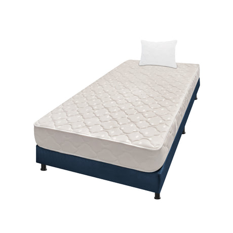 Combo Base Cama y Colchón Multisleep Blanco y Azul Sencillo 100 X 190 Cm Firmeza Medio Doble Faz - COLCHONES | Bylmo