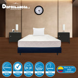 Combo Base Cama y Colchón Multisleep Blanco y Azul Sencillo 100 X 190 Cm Firmeza Medio Doble Faz - COLCHONES | Bylmo