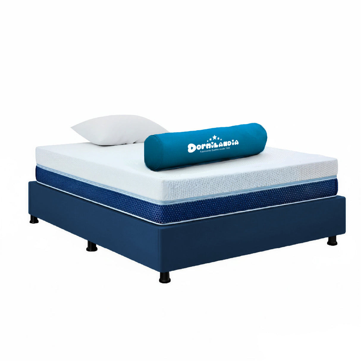 Combo Base Cama y Colchón Multisleep Blanco y Azul Sencillo 100 X 190 Cm Firmeza Medio Doble Faz - COLCHONES | Bylmo
