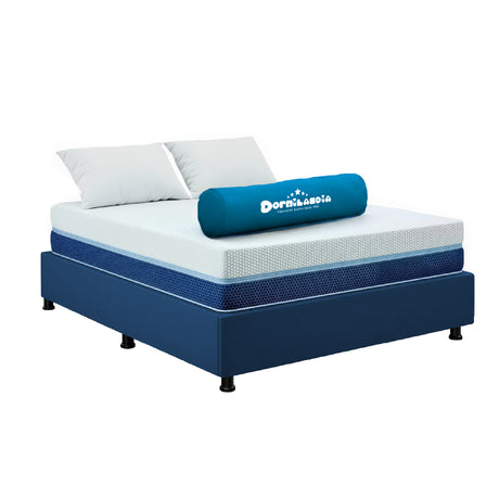 Combo Base Cama y Colchón Multisleep Blanco y Azul Queen 160 X 190 Cm Firmeza Medio Doble Faz - COLCHONES | Bylmo