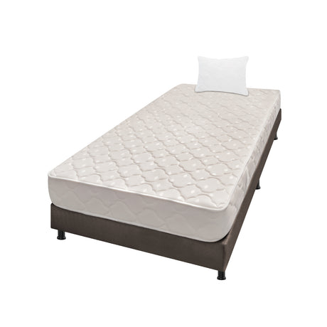 Combo Base Cama y Colchón Multisleep Blanco y Cafe Sencillo 100 X 190 Cm Firmeza Medio Doble Faz - COLCHONES | Bylmo